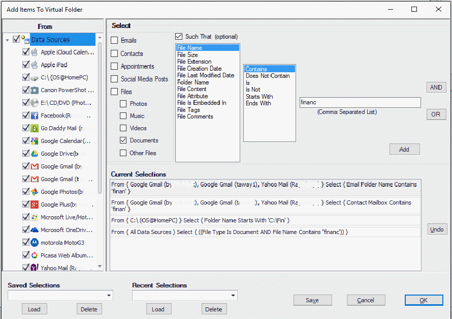 Add rules to a Virtual Folder.
