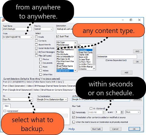 Move or copy any type of content from anywhere to anywhere
