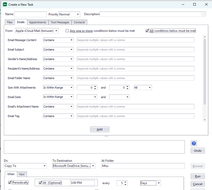 Create an email backup task with Knit.