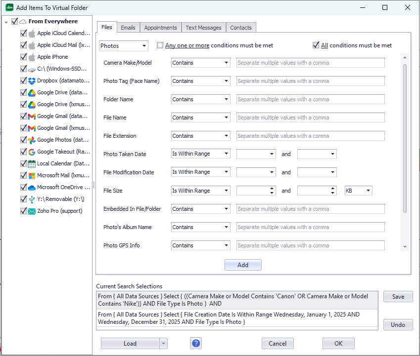 Specify rules that decide what content a Virtual Folder has