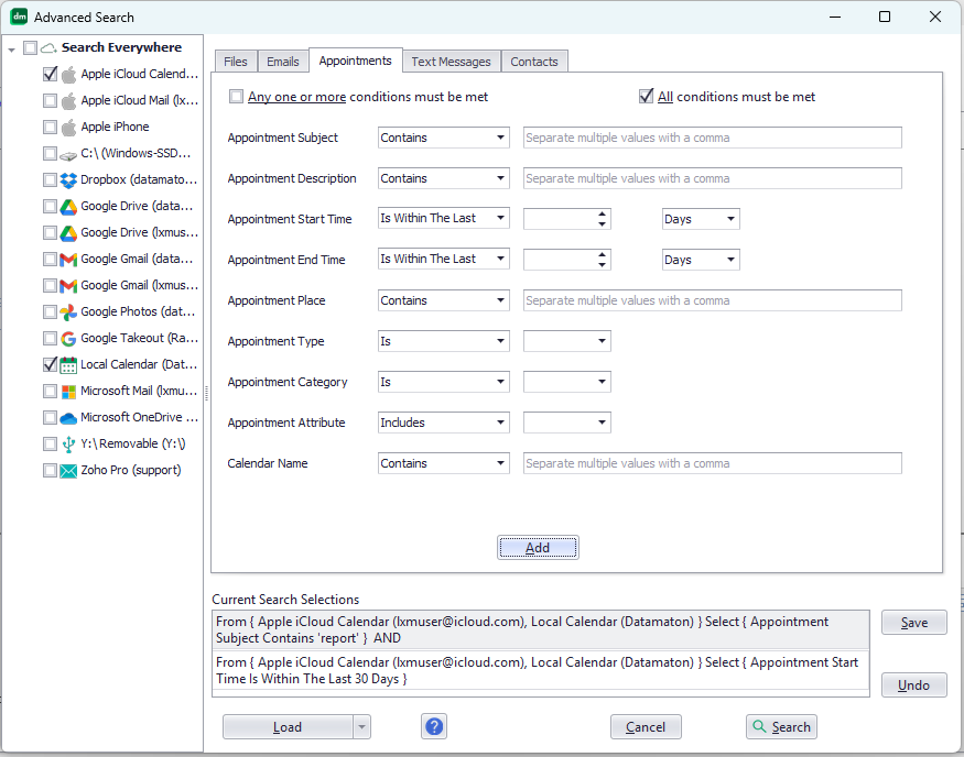 Appointment search options with Datamaton Knit