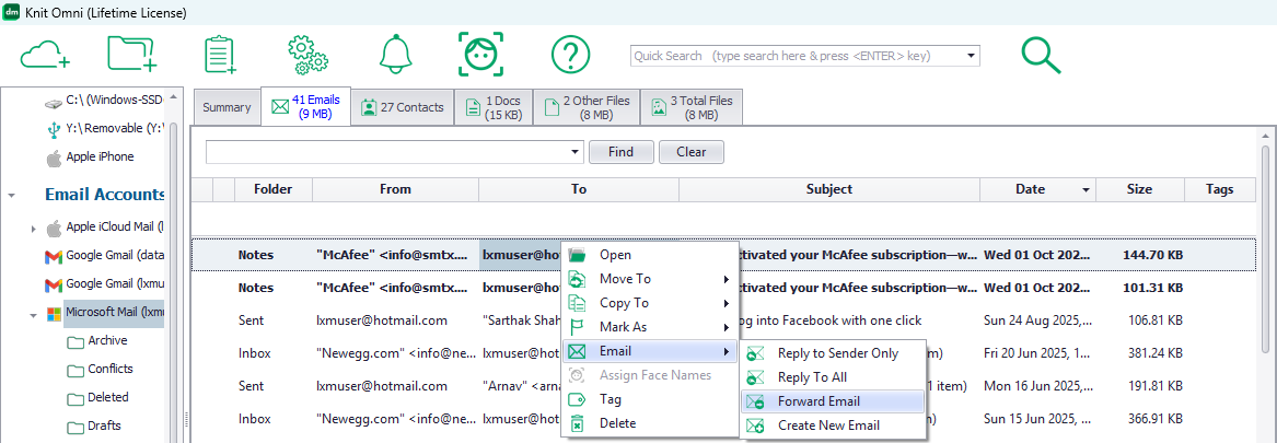 Read, reply, forward and create email messages with Knit Omni