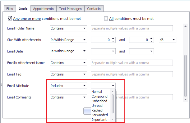 Options for email attribute tests with Datamaton Knit