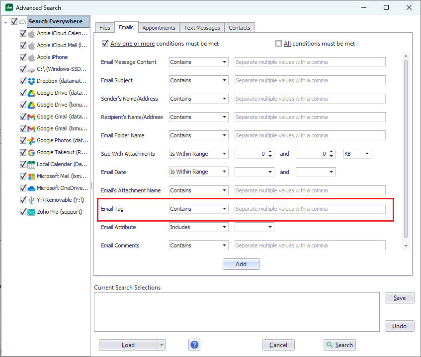 Tag emails and search for them based on tag values with Knit.