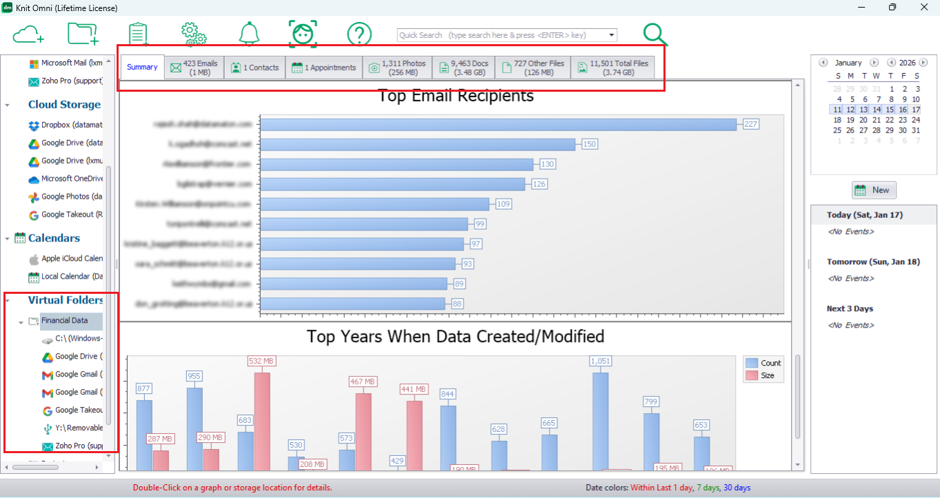 A Virtual Folder that contains files, emails, text messages and appointments from several locations